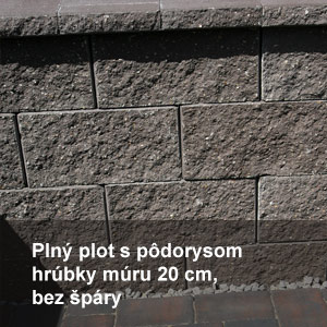 Plný plot s pôdorysom hrúbky múru 20cm